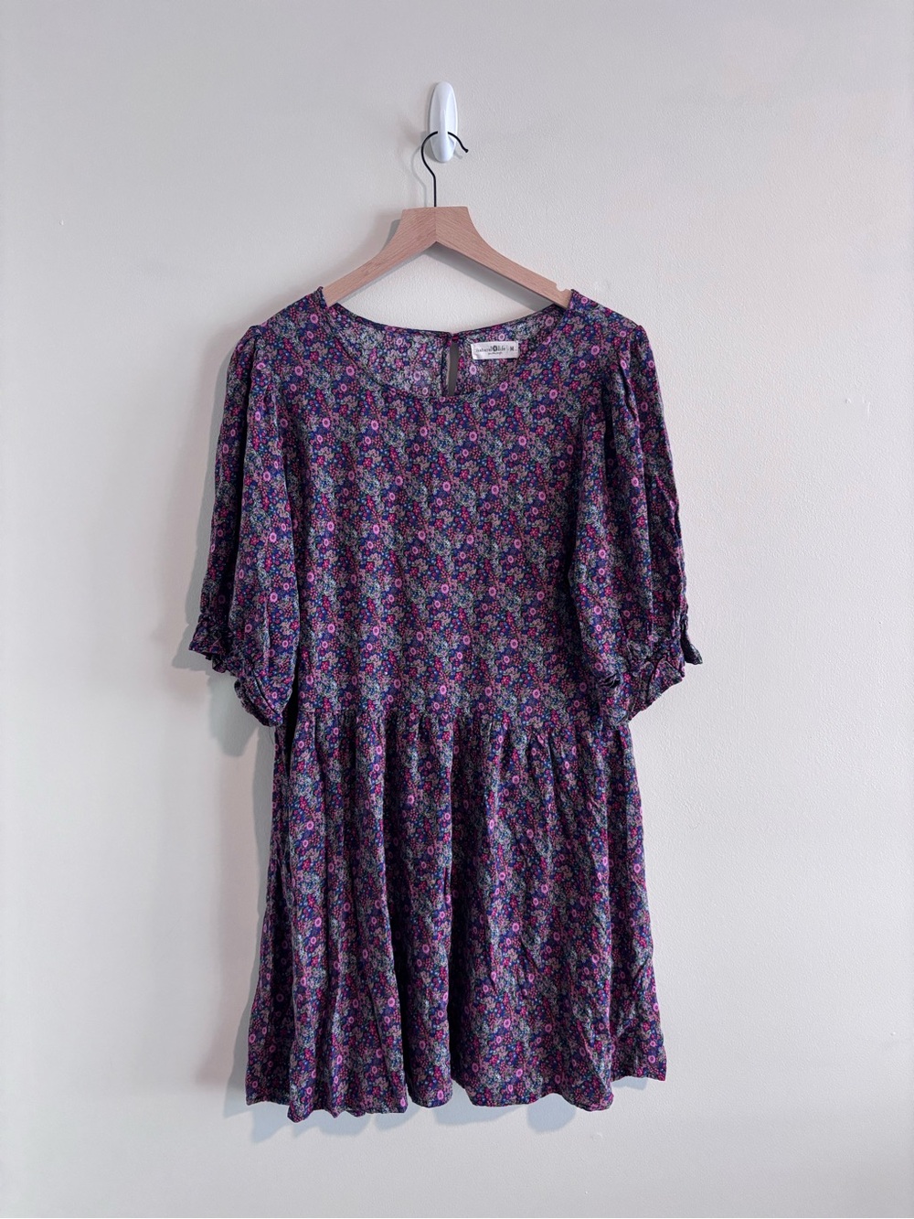 NATURAL LIFE Floral Puff-Sleeve Mini Dress